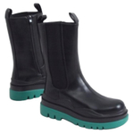 Bottega Veneta Tire Chelsea Top Grain Cow Leather Chelsea Boots Men"s Black Green