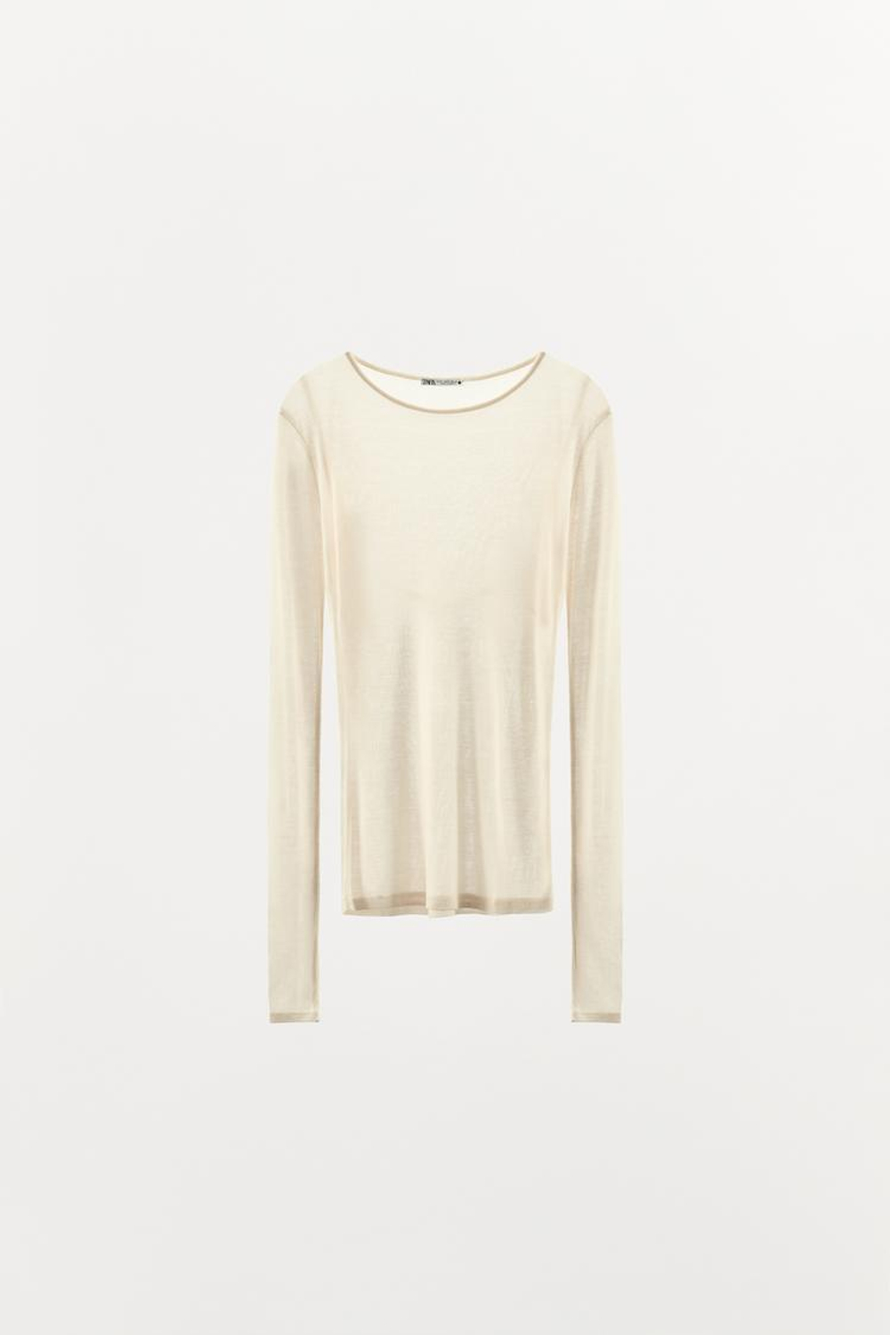 ZARA ФУТБОЛКА ИЗ ЛИОЦЕЛЛА С ДЕТАЛЬЮ НА СПИНКЕ, ЖЕЛТОВАТО-БЕЛЫЙ