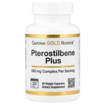 California Gold Nutrition, птеростильбен плюс с порошком из лесной голубики, 60 растительных капсул