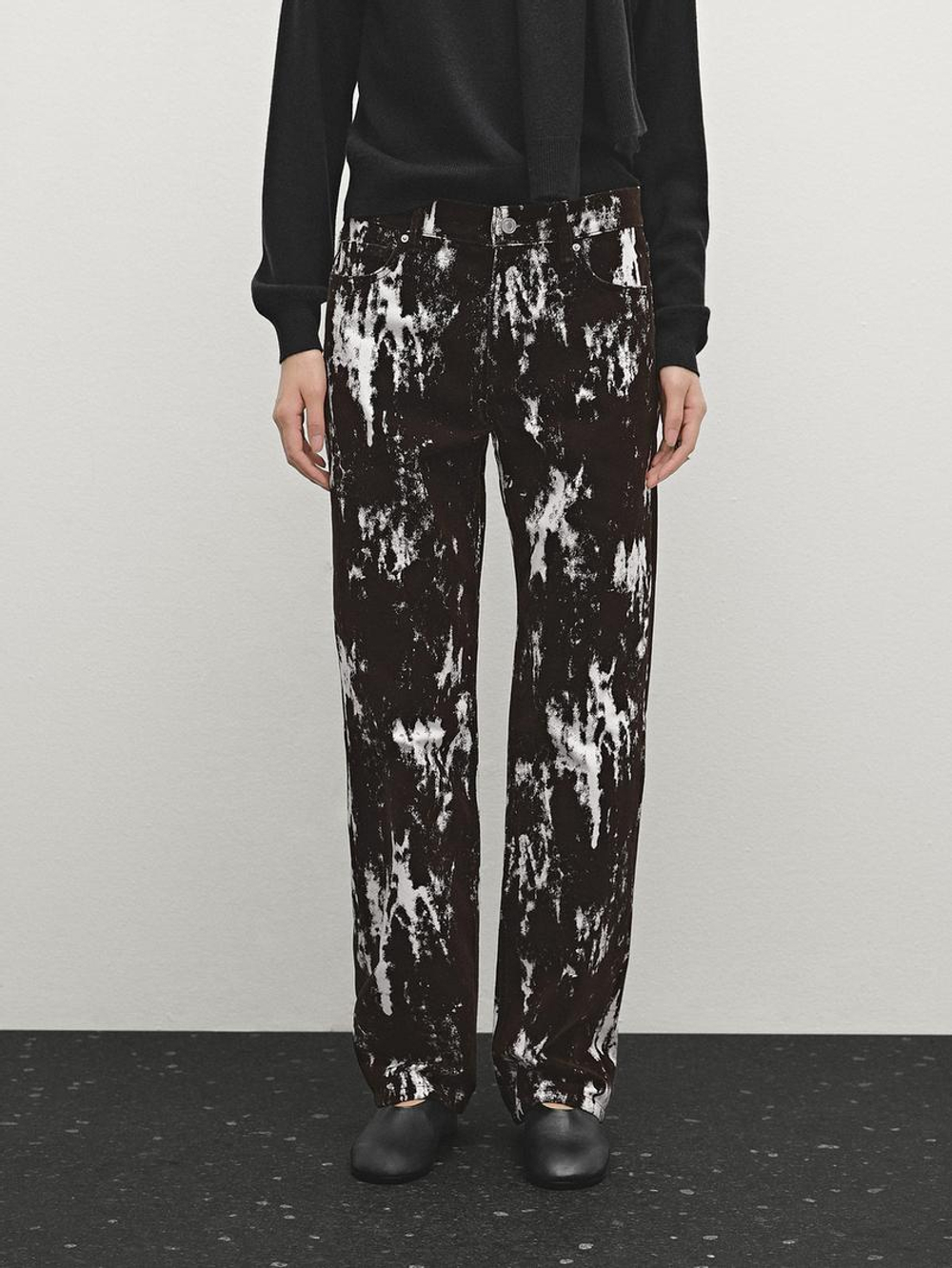 Massimo Dutti Джинсы прямого кроя с прямыми штанинами, кротово-коричневый