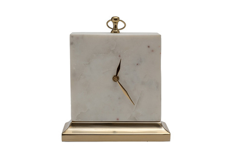 Часы настольные h25см Garda Decor белый мрамор стиль ар-деко