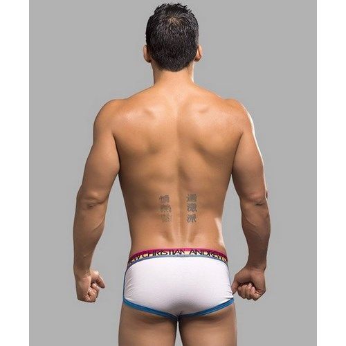 Мужские трусы боксеры белые с цветной резинкой Andrew Christian AC9765