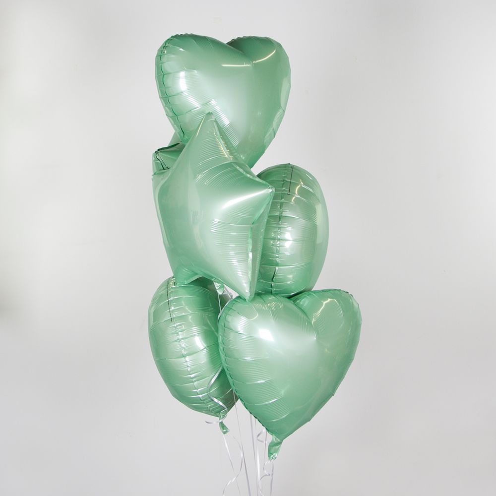 Шар (18''/46 см) Звезда, Мятный, Макарунс, 1 шт.