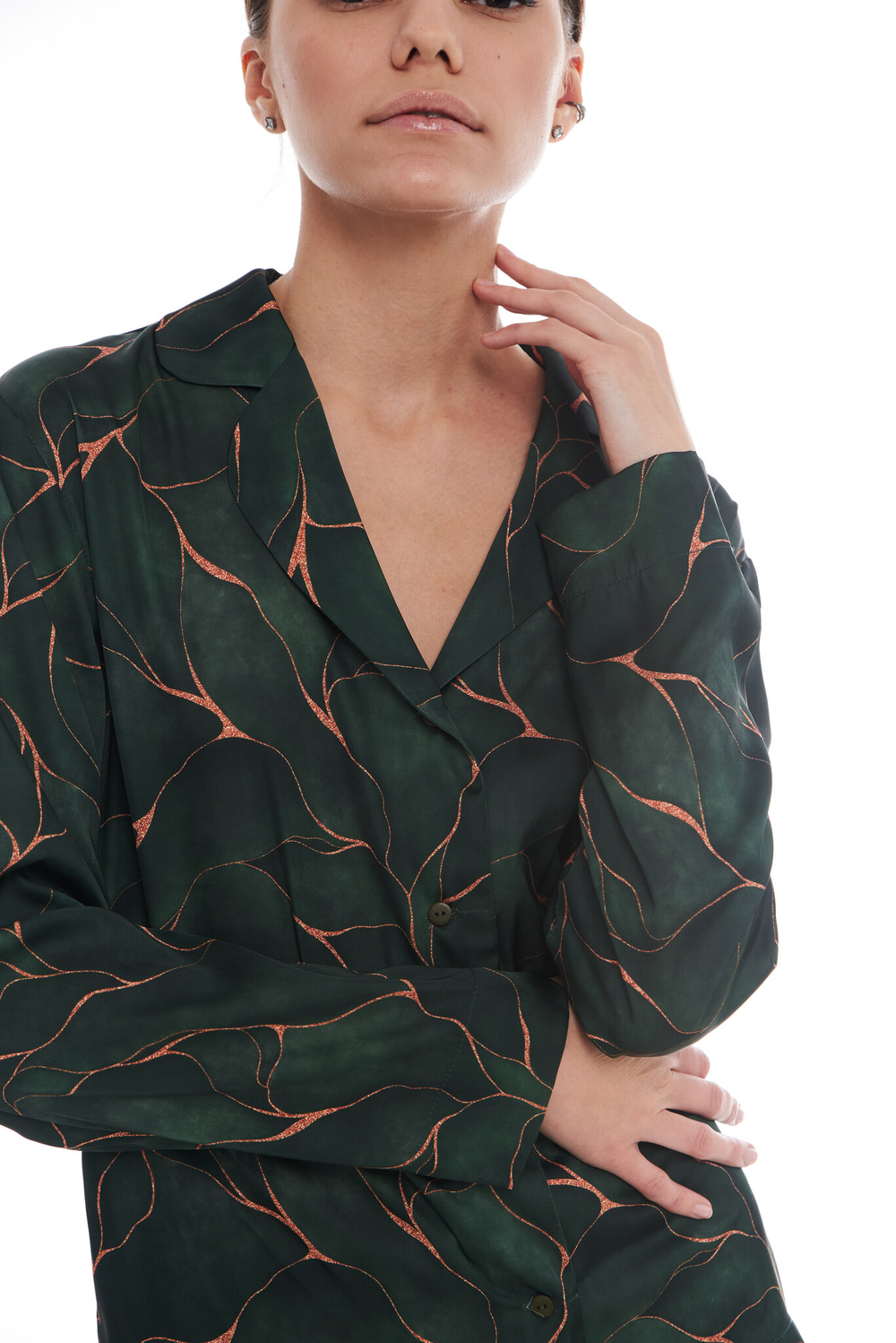 Шелковая блуза тропики