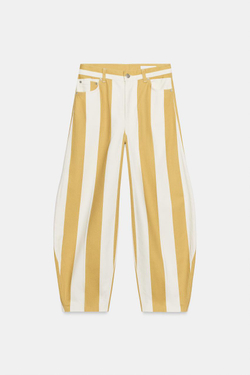 ZARA ДЖИНСЫ TAPERED С ВЫСОКОЙ ПОСАДКОЙ И ПРИНТОМ — ZW COLLECTION, ПОЛОСКИ