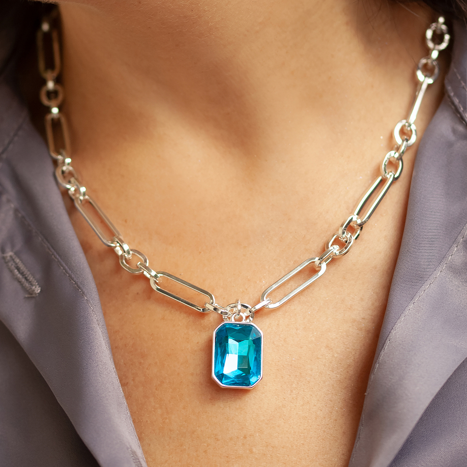 Колье Fiore Luna Aquamarine LN6095 S