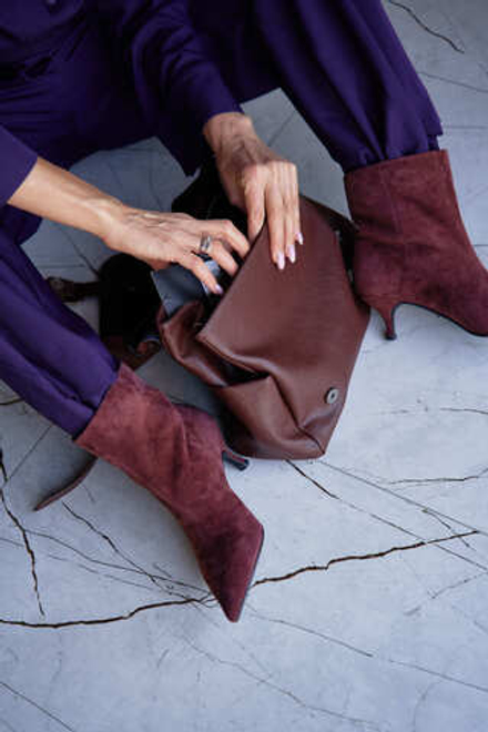 Ботинки женские БОРДОВЫЙ Нат.кожа Байка