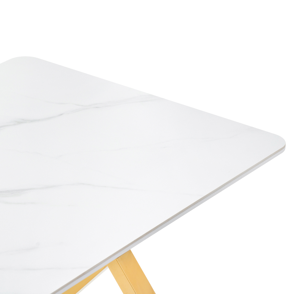 Керамический стол Woodville Селена 3 140х80х77 белый мрамор, золото