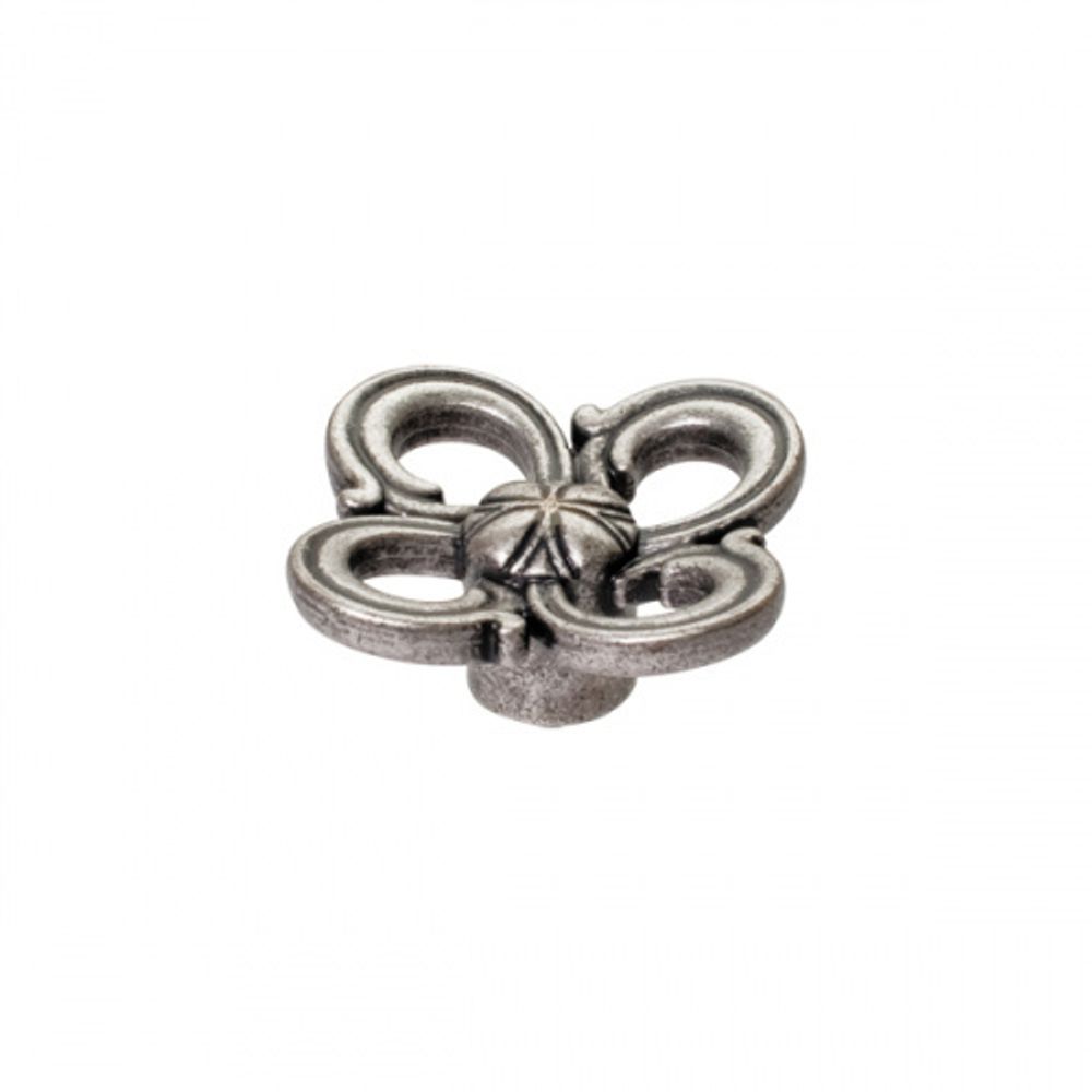 Ручка-кнопка отделка старое серебро с блеском