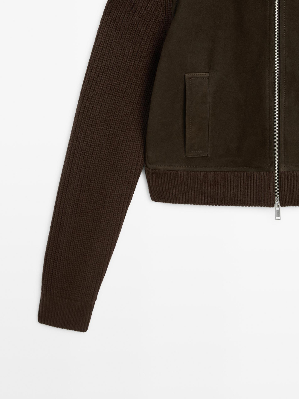 Massimo Dutti Комбинированная куртка из смесовой шерсти, коричневый