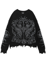 Женский Свитер (Round-neck) Skyra Black Washed Sigil Cross Graphic