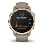 Спортивные наручные часы Garmin Fenix 6s Pro Solar золотистый с песочным ремешком 010-02409-11