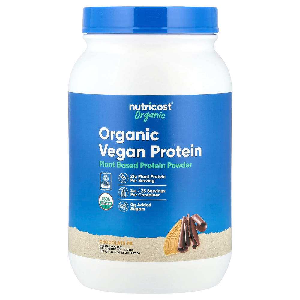 Nutricost, Органический веганский протеин, шоколадный PB, 907 г (2 фунта)