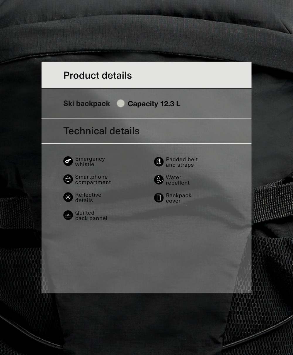 Oysho Водоотталкивающий лыжный рюкзак Ski, 12,3 л, черный