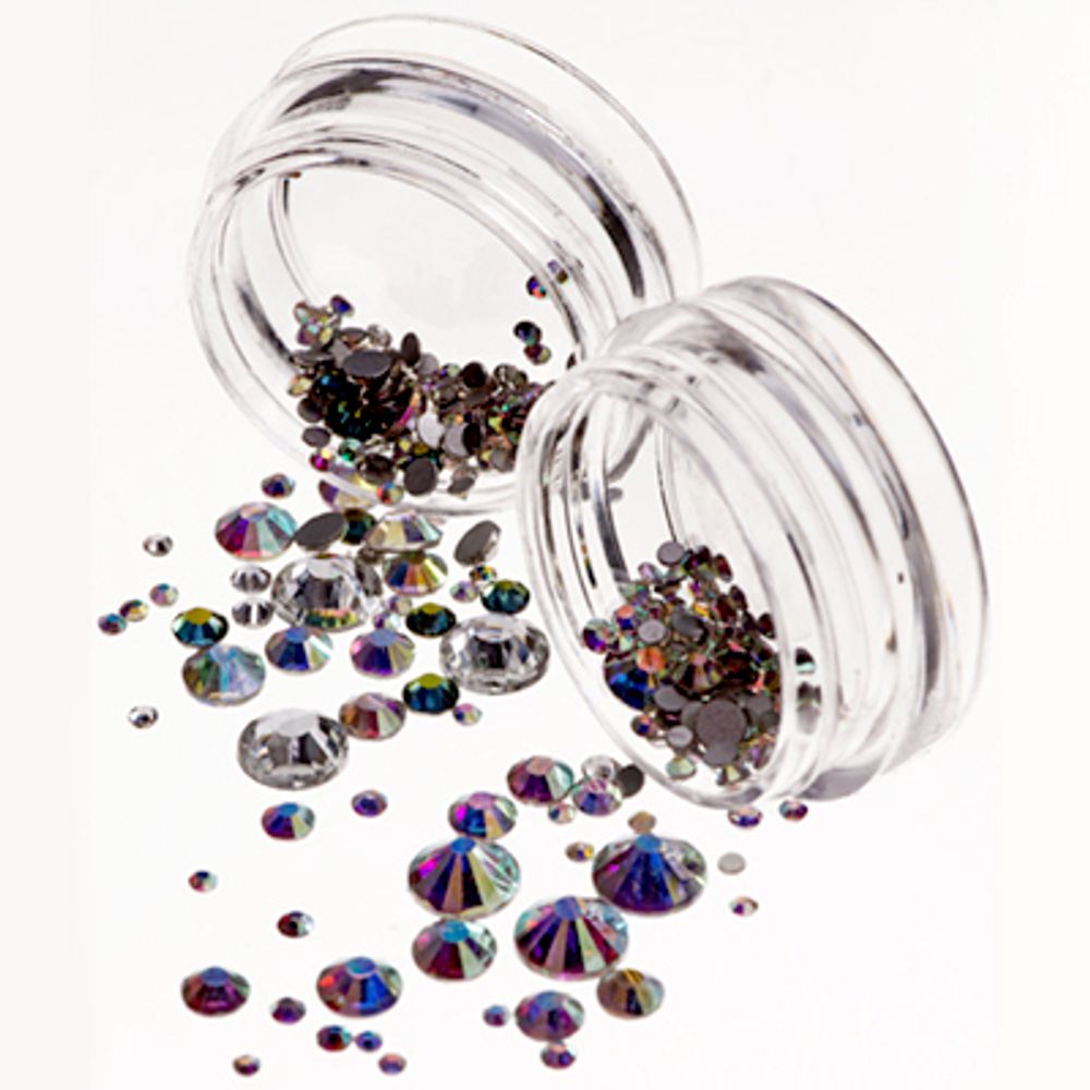 Стразы микс размеров в баночке Голограф