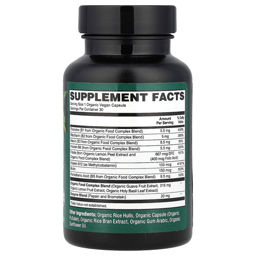 PlantFusion, Органический веганский комплекс витаминов группы B, 30 органических вегетарианских капсул