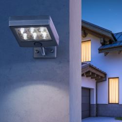 Светильник уличный ЭРА ERAFS024-07 настенный с датчиком движения c выносной солнечной батареей 6LED 150lm | Садовые фасадные светильники