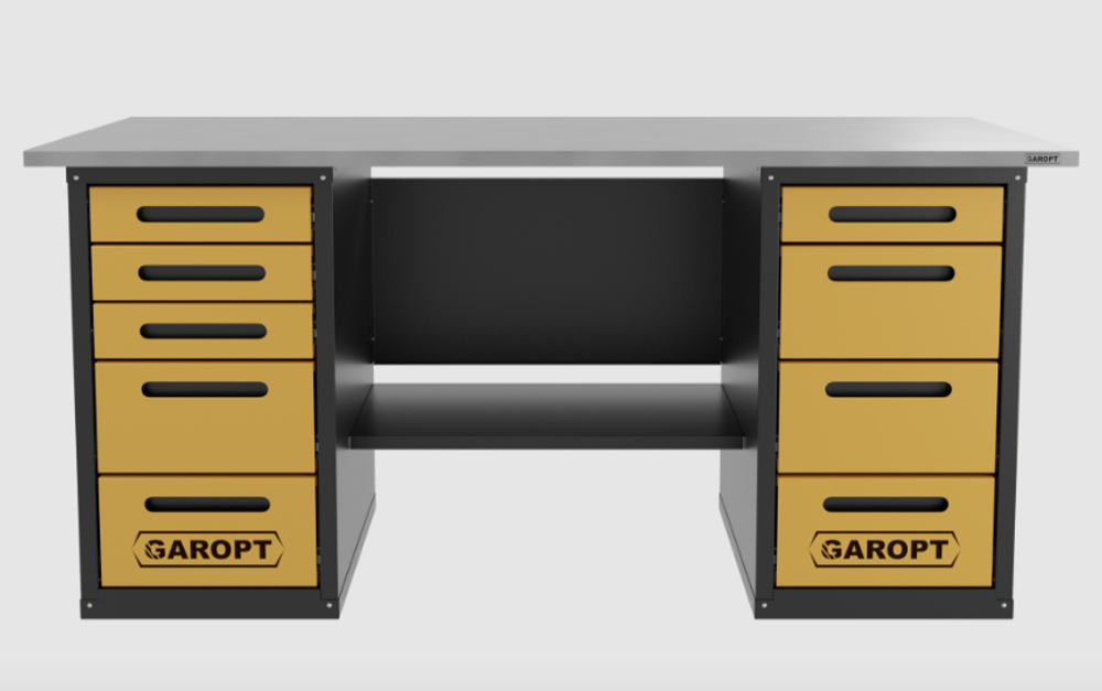 Верстак двухтумбовый 4 ящиков /5 ящиков 1800*700 желтый GAROPT, GT1800Y4Y5.yell