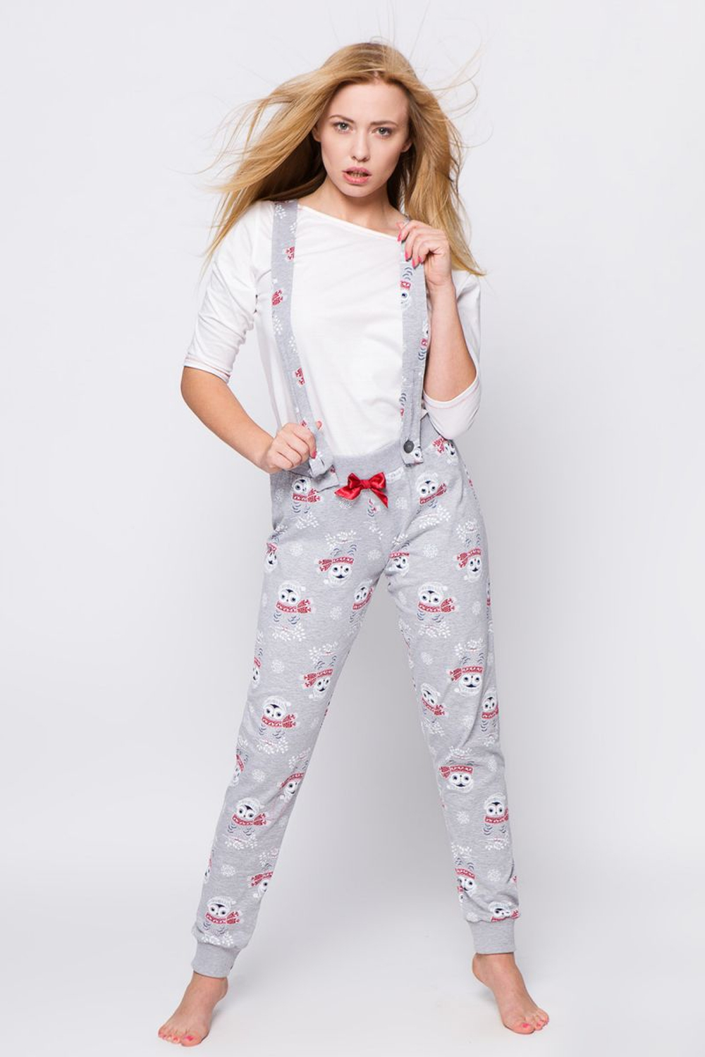 Комбинезон Happy Owl с совами (Размер: S) (Цвет: серый с белым)