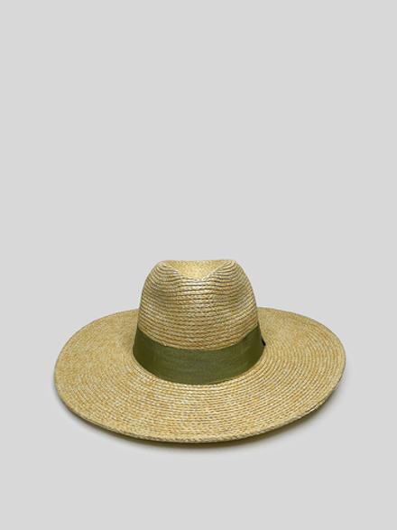Шляпа соломенная с зеленой лентой
