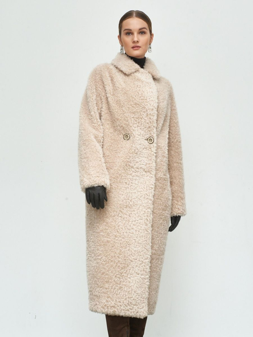 Шуба женская чебурашка тедди эко, бежевая, SilverFox