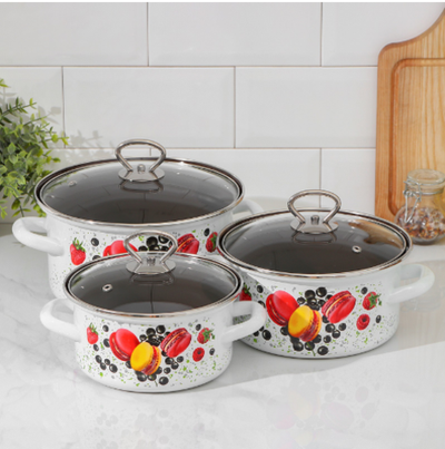 Набор эмалированных кастрюль «Сластёна», 3 предмета: 1,9 л, 2,5 л, 3,7 л, индукция