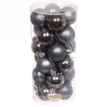 Новогодние шары 4 см (набор 24 шт) «Микс фактур», графит