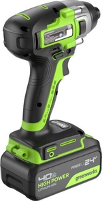 Гайковерт аккумуляторный GREENWORKS GD24ID3 24V, АКБ 4Ач и ЗУ 3802807CUB