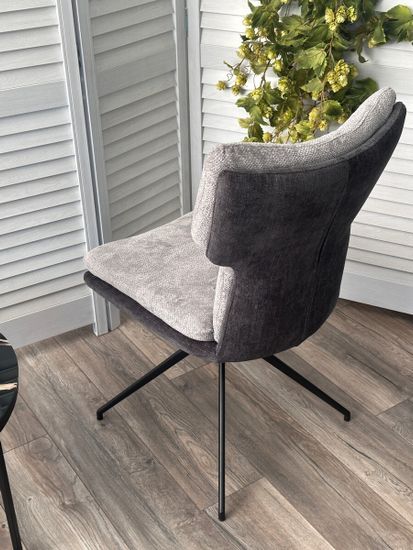 Стул NEVIS 360 град поворот с возвратом TENDER WAY80 серый, шенилл/ ODIN18 тем-серый / Черн