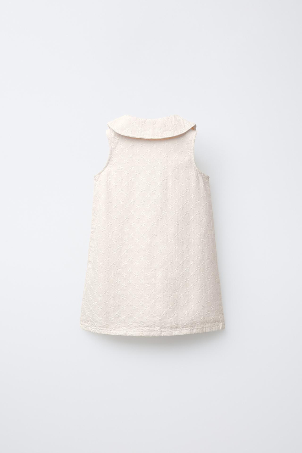 ZARA ПЛАТЬЕ ИЗ ТВИЛА С ЦВЕТОЧНОЙ ВЫШИВКОЙ, ЖЕЛТОВАТО-БЕЛЫЙ