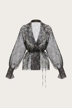 Блуза из органзы с авторским принтом