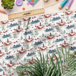 Ткань атлас зимняя деревушка