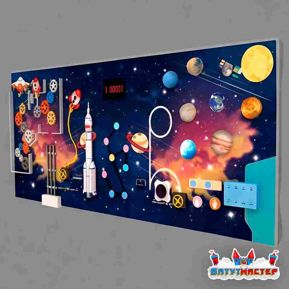 Интерактивная стена «Битва планет», с космическими модулями и счётчиком