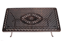 Обеденная группа из литого алюминия стол ВУЛКАН-2 «VOLCANO-2» 90х175 бронза арт.74427 + 6 кресел  ФЛОРЕНС «FLORENCE» арт.6171-6