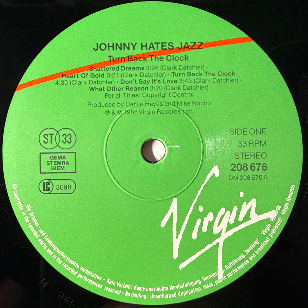 Johnny Hates Jazz - Turn Back The Clock (Европа 1988г.)