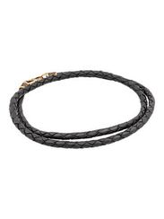 Гайтан кожаный чёрный 5 мм с замком S из бронзы