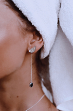 Серьги-трансформеры «Невесомость» с черной шпинелью