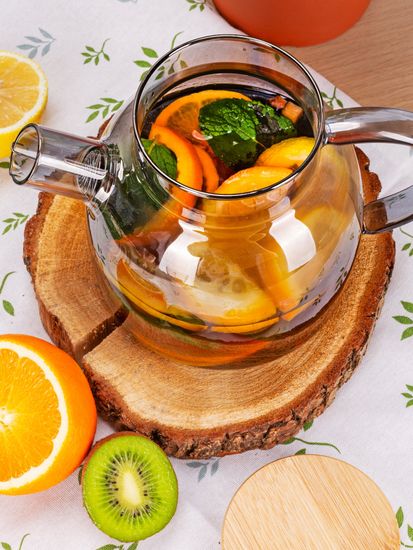 Стеклянный заварочный чайник 1500 мл. Kamille KM 9029M с бамбуковой крышкой