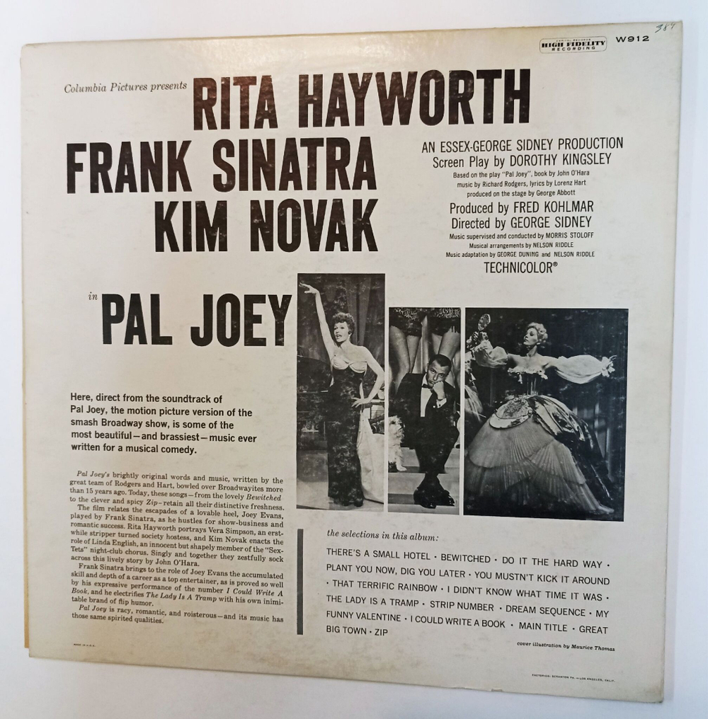 Винтажная виниловая пластинка LP Rita Hayworth, Frank Sinatra, Kim Novak Pal Joey (USA 1957) 1 press