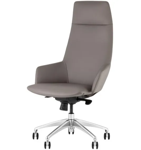 Кресло руководителя Bow серая экокожа