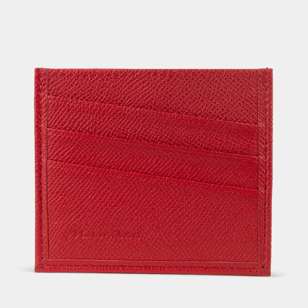Картхолдер ручной работы из кожи сафьяно, красного цвета