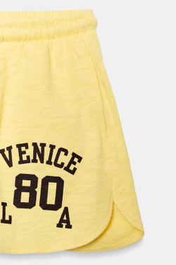 ZARA ШОРТЫ ИЗ ХЛОПКА С КУЛИСКОЙ, СВЕТЛО-ЖЕЛТЫЙ