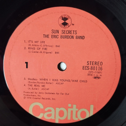 Винтажная виниловая пластинка LP Eric Burdon Band Sun Secrets (Japan 1974) (No Obi) The Real Me