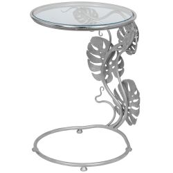 Столик приставной Monstera Deliciosa (Монстера) Античное серебро