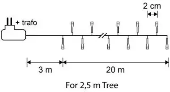 Светодиодная нить Snake Light 1000 холодных ламп, 20 м., 24В, 8 режимов, зеленый провод, для елки 230-260 см., Christmas DeLuxe (83775)