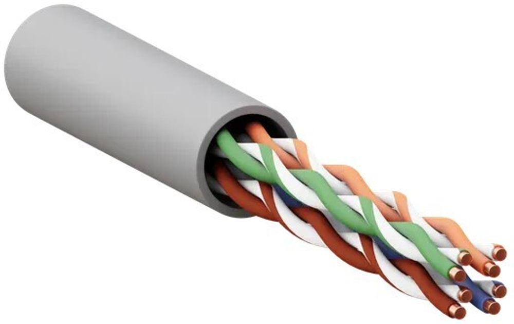 Кабель витая пара U/UTP 5 кат. 4 пары EKF TRP-5EUTP-04LSH-GY-IN3