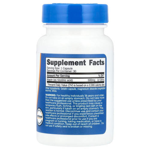 Nutricost, Ниацин, 500 мг, 30 капсул