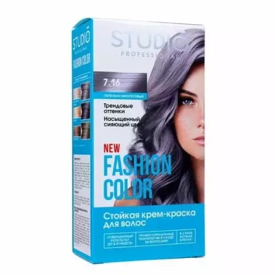 FASHION COLOR Стойкая краска 7.16 Пепельно-фиолетовый, 50/50/15 мл*6