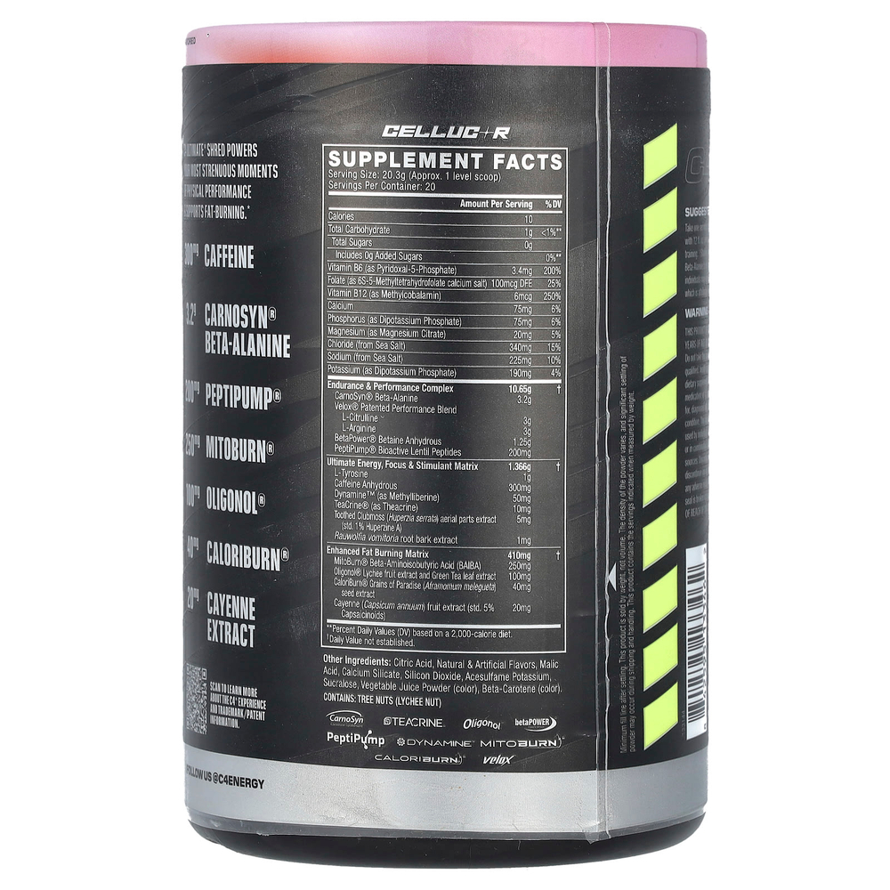 C4 / Cellucor, C4® Ultimate Shred, предтренировочный комплекс, со вкусом розового лимонада, 406 г (14,3 унции)