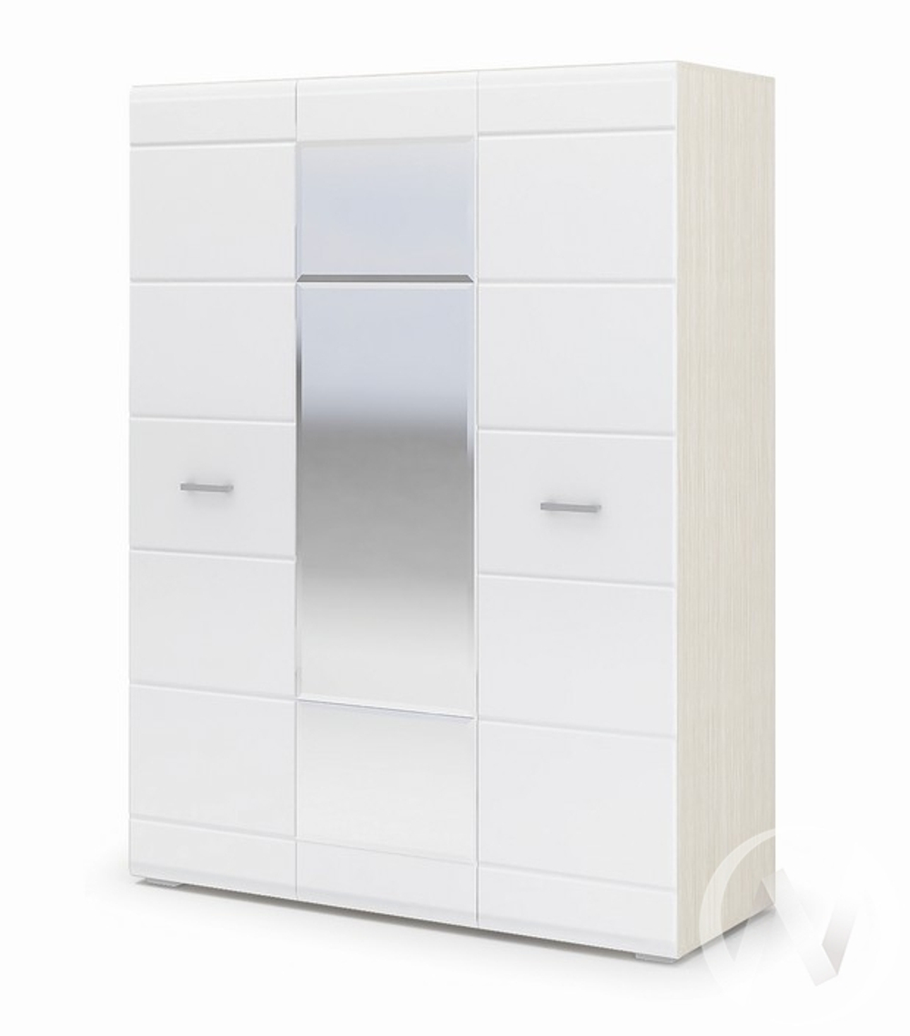 Шкаф 3-х створчатый Симба (дуб белфорт/белый глянец)